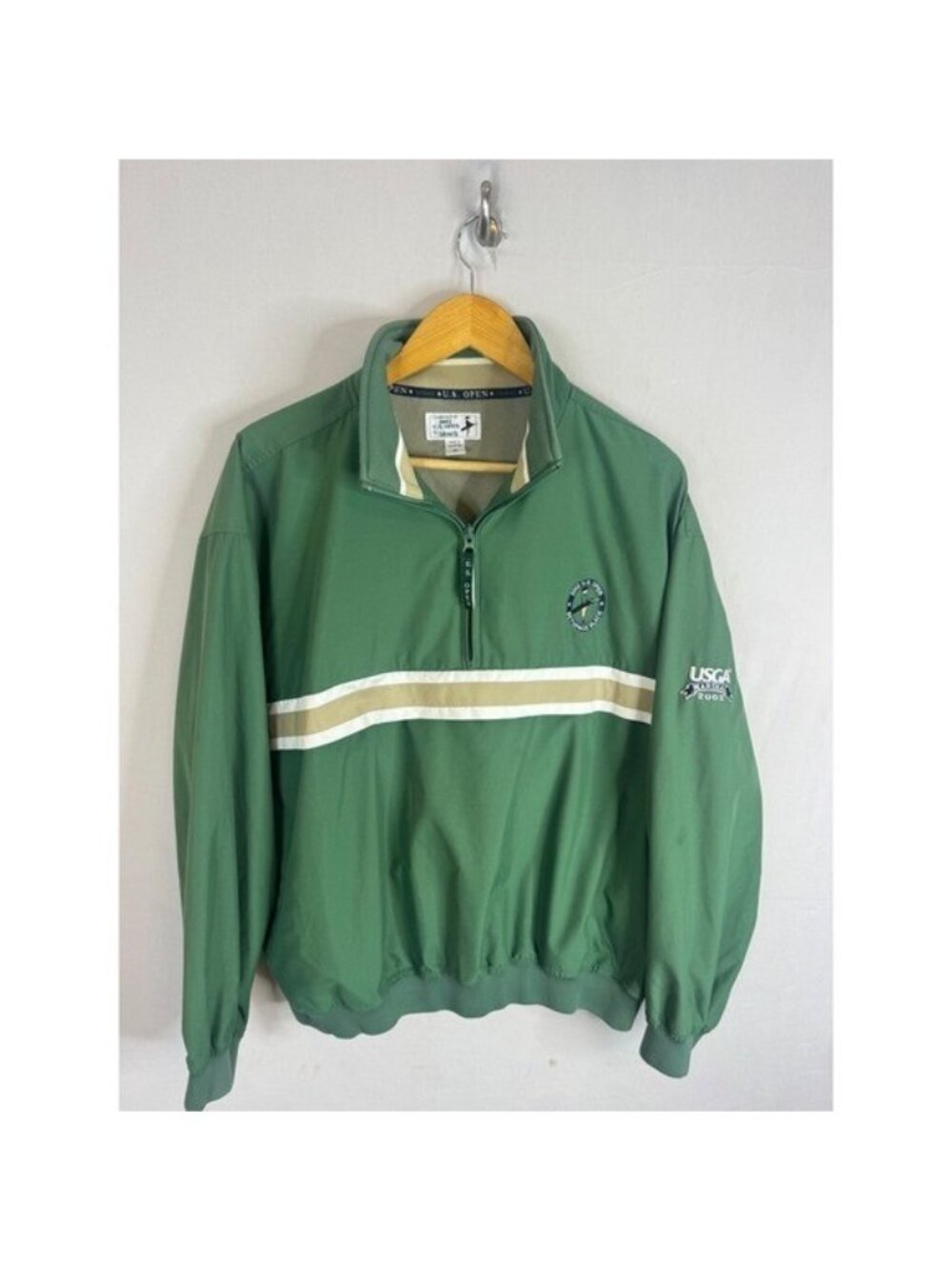 Ashworth 2002 US Open Bethpage Black Marshal 1/4 Zip Windbreaker Green Mens M